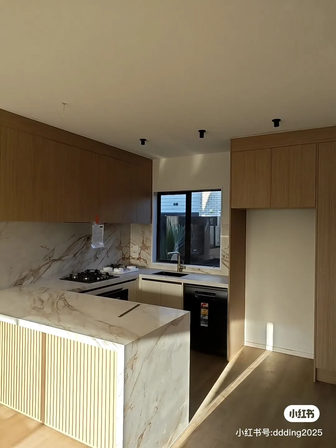 Sunlit timber kitchen